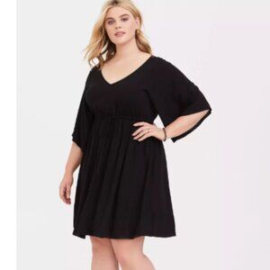 Torrid Kimono Sleeve Challis Skater Mini Dress Black NWT Large Whimsigoth Witch